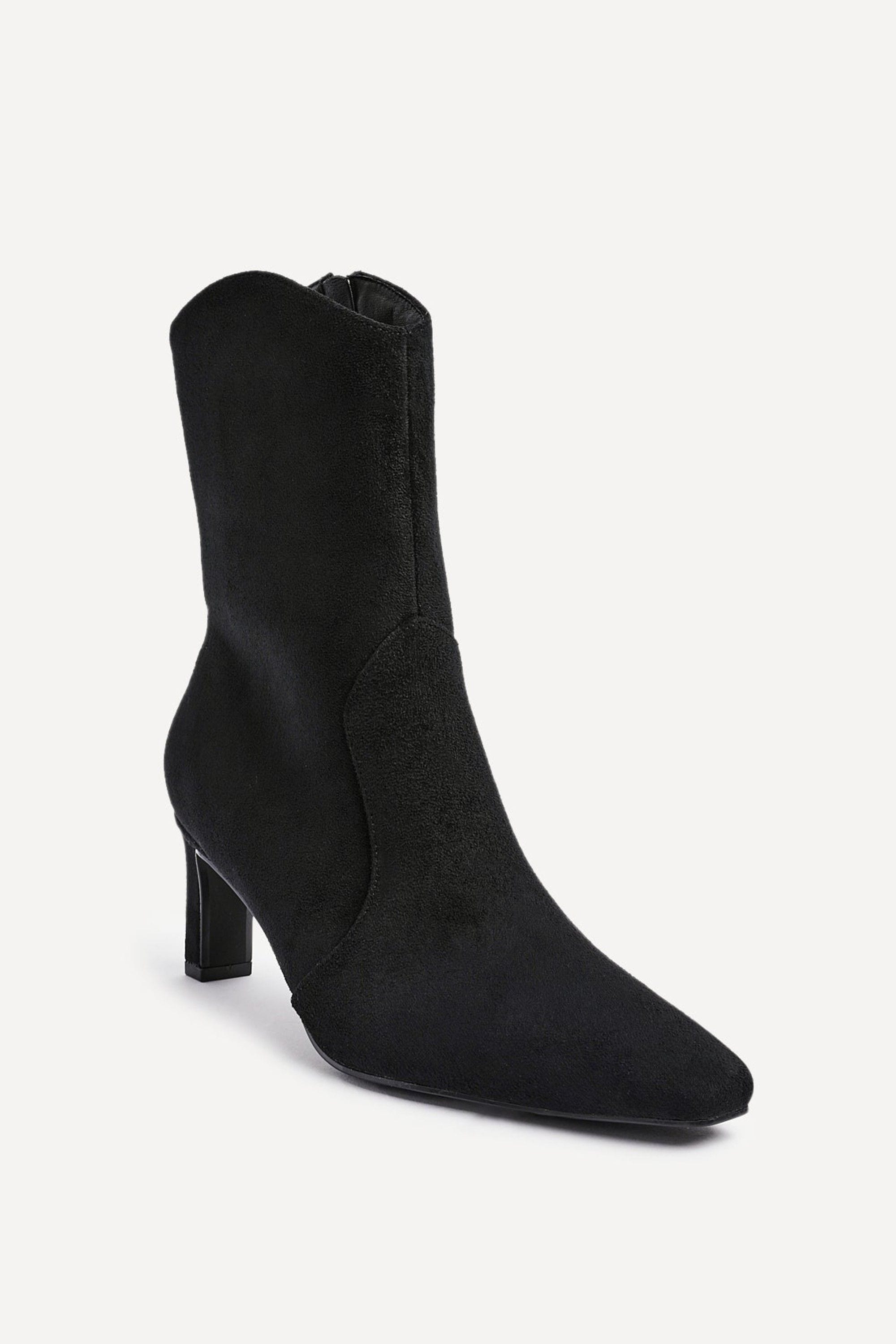 Linzi Calabasas Black Faux Suede Western Inspired Heeled Boot image 5