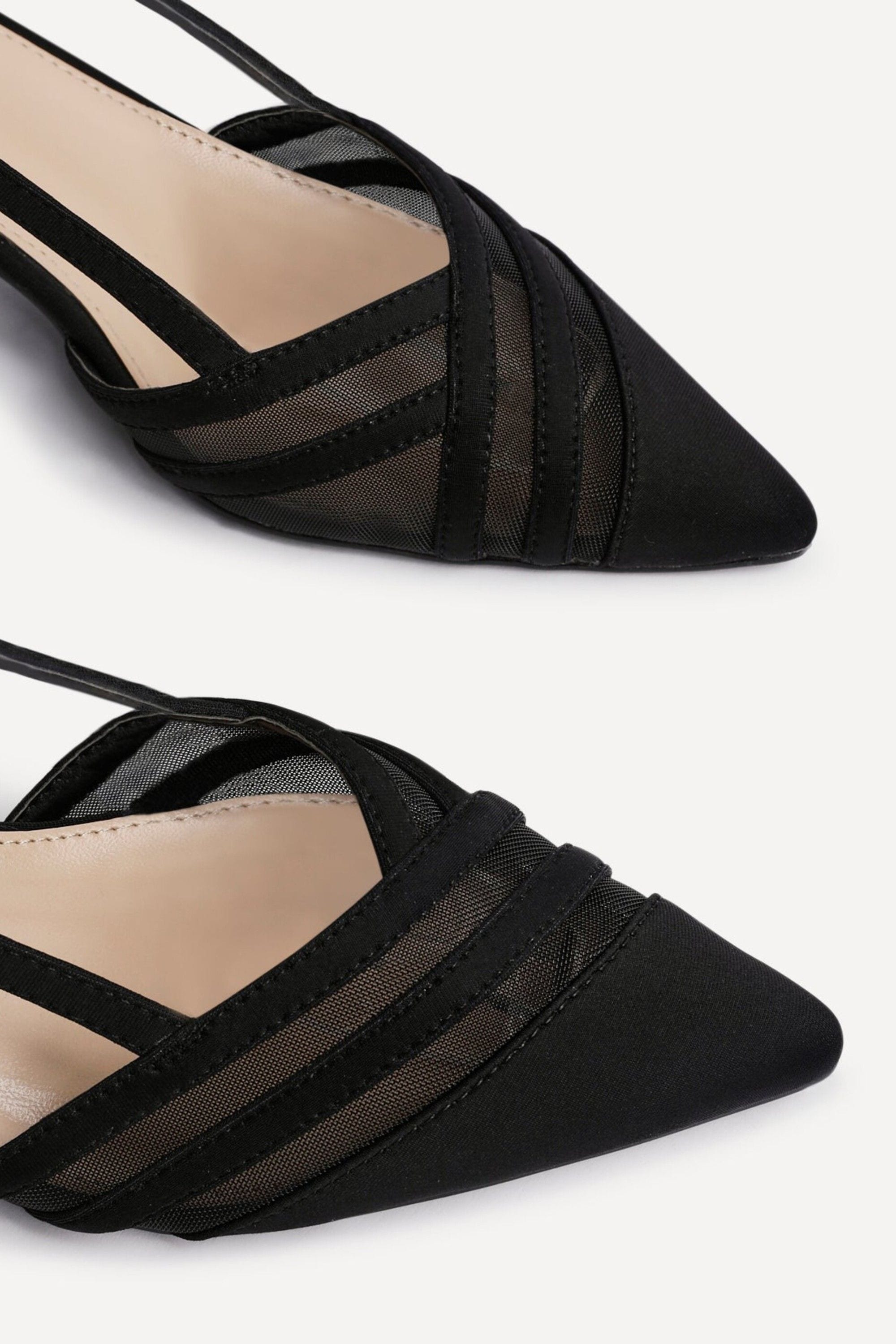 Linzi Milan Black Scuba Mesh Slingback Court Heels image 4