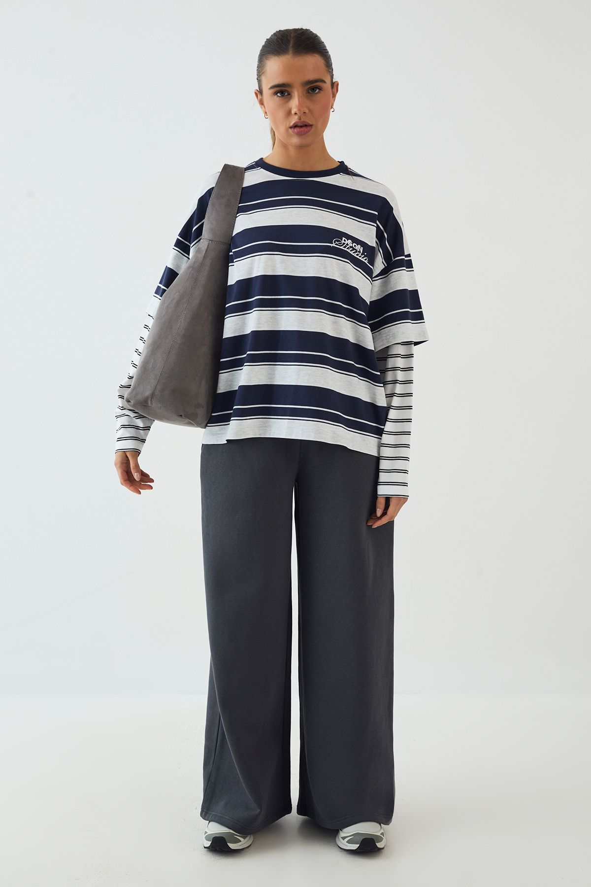 DSGN Studio DSGN Studio Faux Layer Sleeve Stripe Long Sleeve T-Shirt Indigo image 5