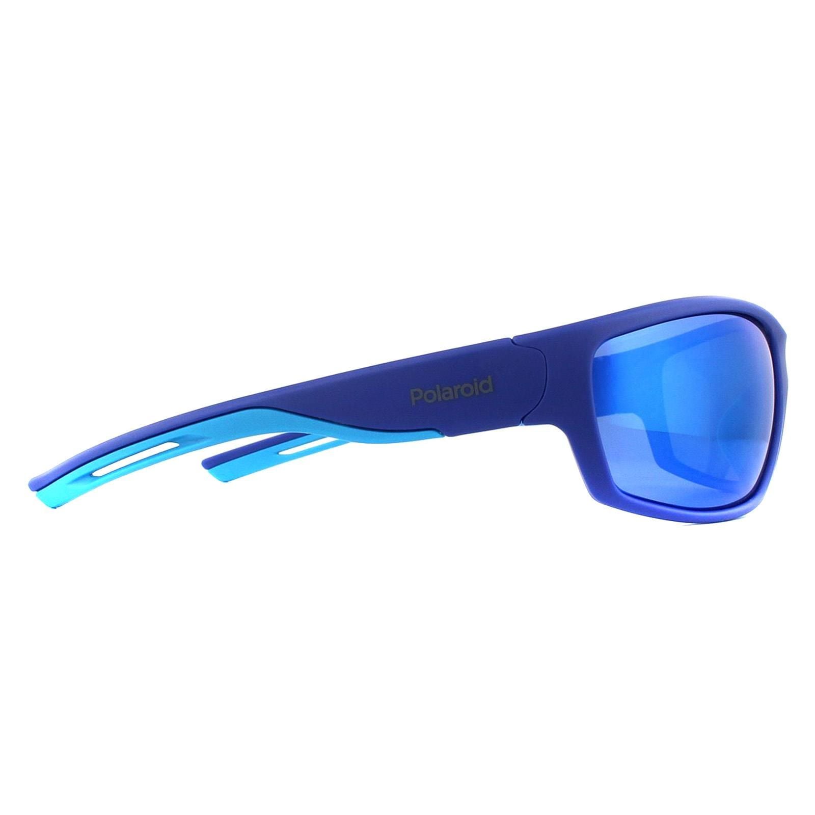 Polaroid Sport Wrap Blue Blue Mirror Polarized Sunglasses image 4