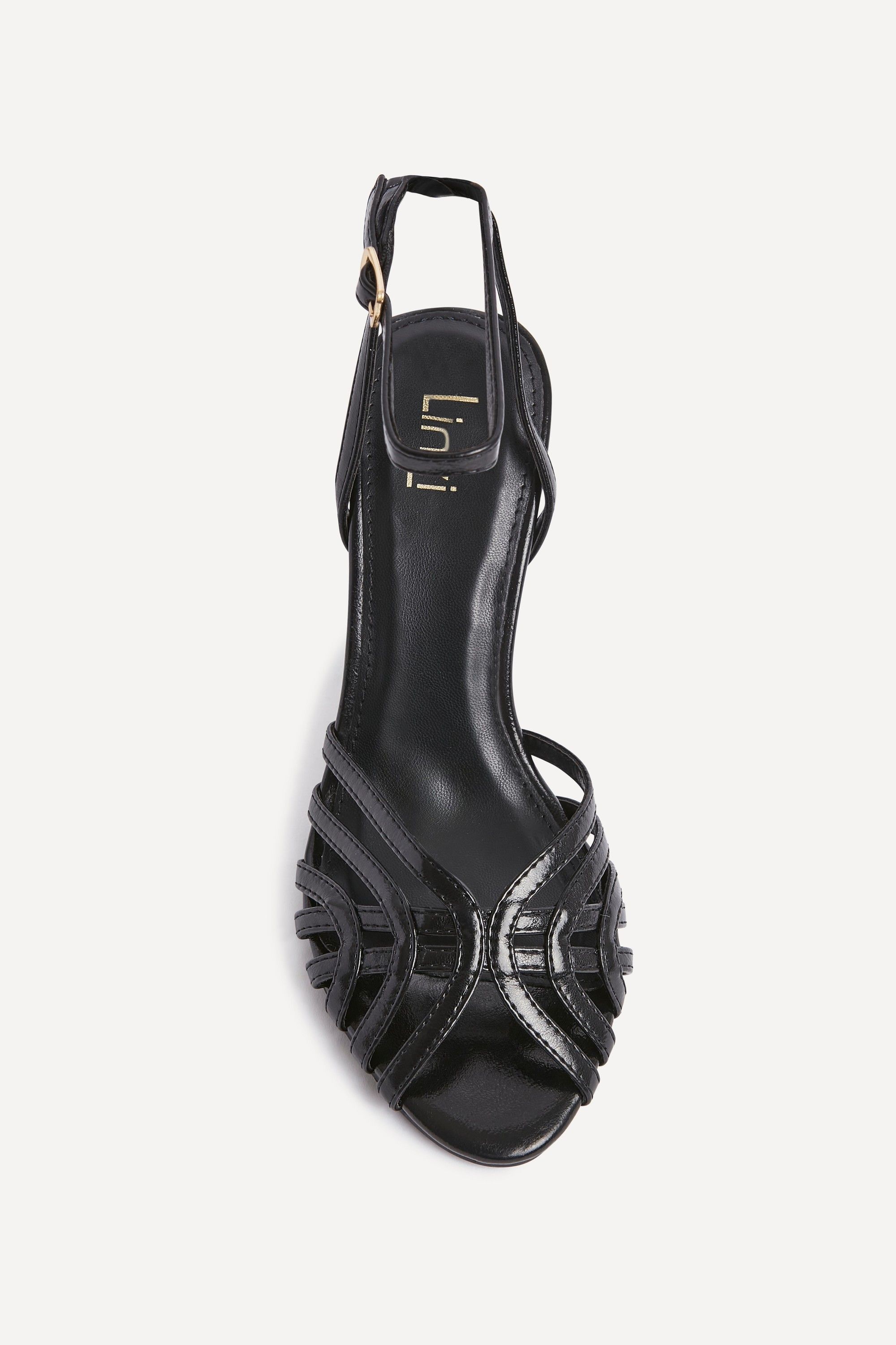 Linzi Eros Black Faux Leather Caged Stiletto Heel image 4