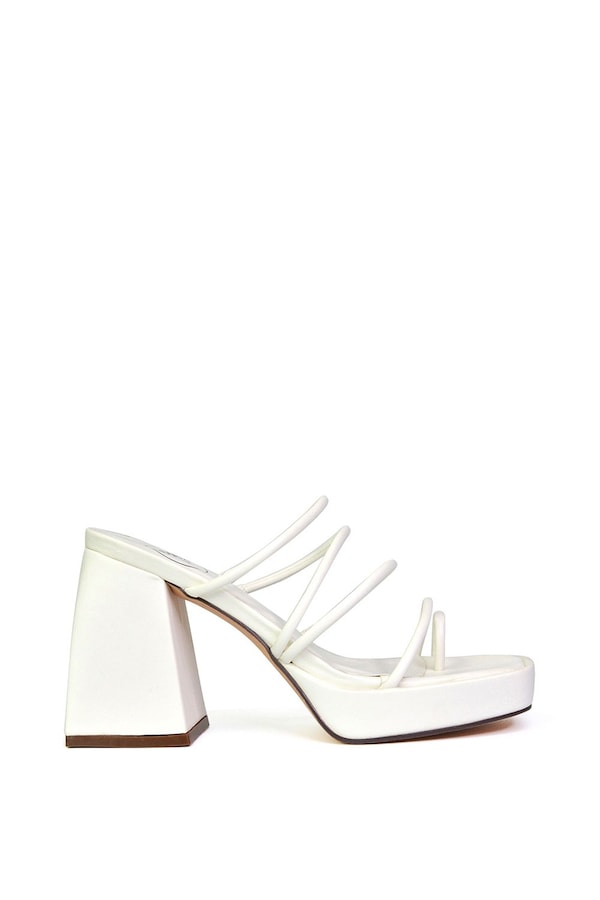 XY London 'Colt' Strappy Square Toe High Block Heel Platform Mule Sandals