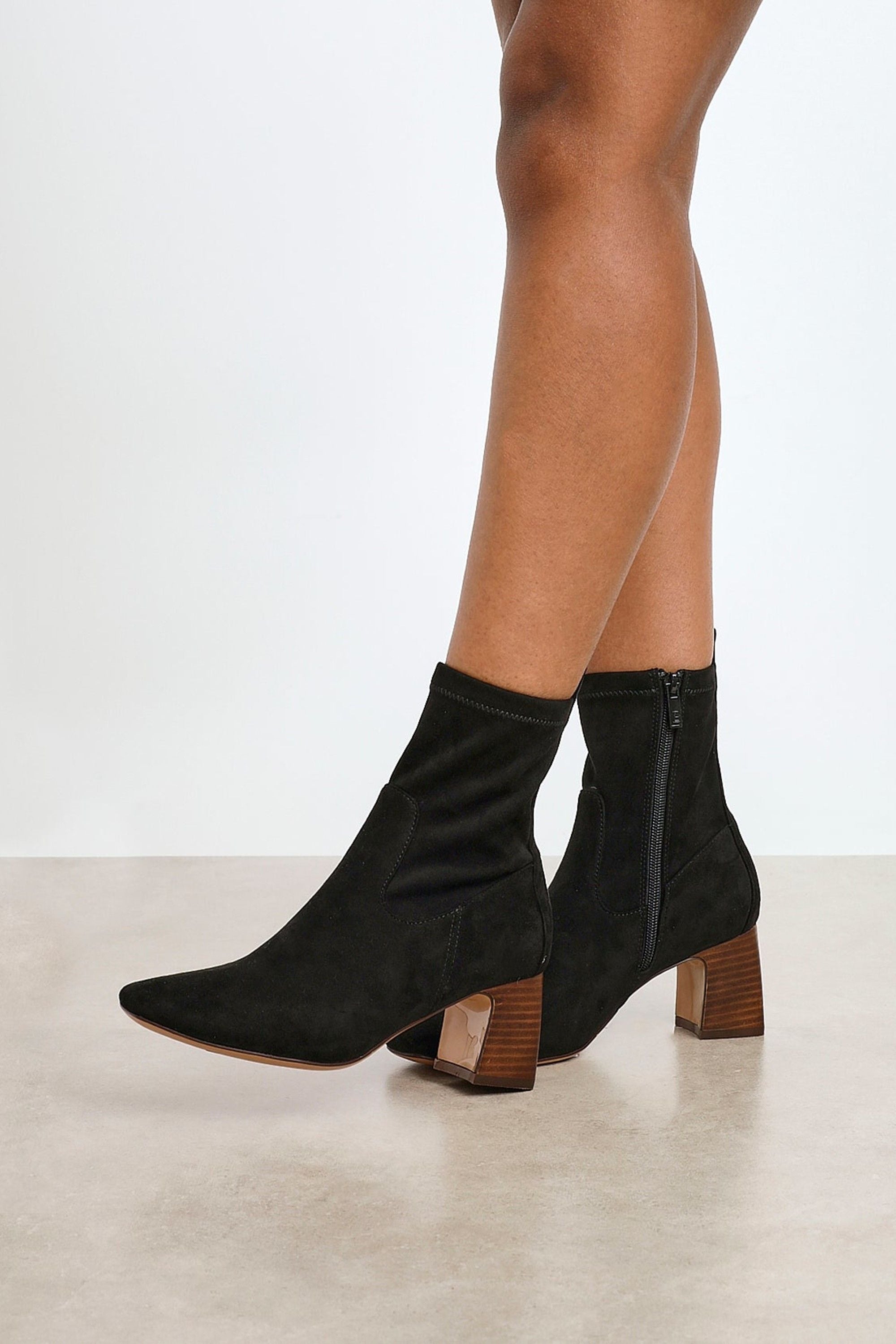 Linzi Francisco Black Faux Suede Heeled Ankle Boot image 6