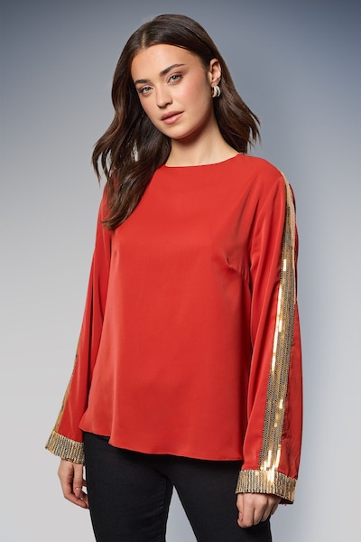 Dorothy Perkins Long Sleeve Sequin Blouse Berry