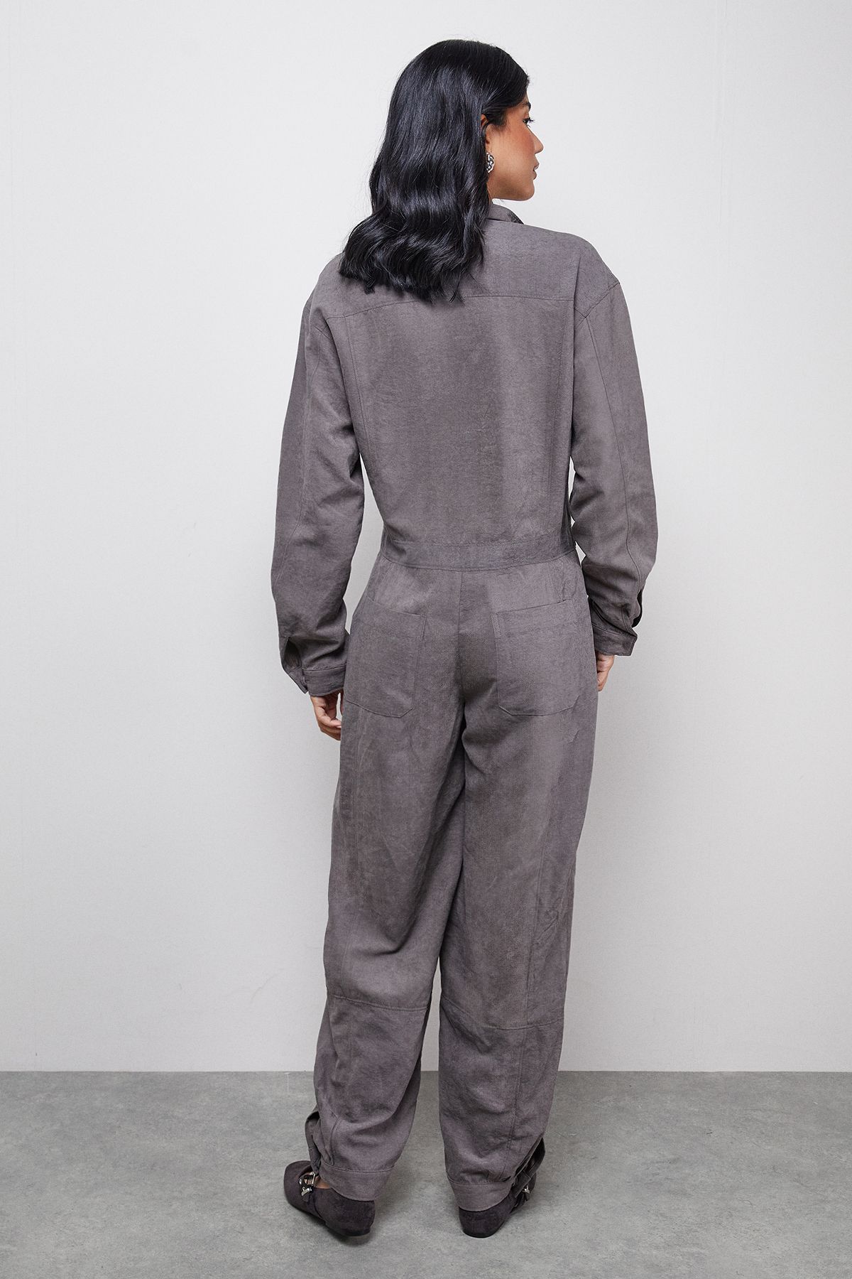 Warehouse Peach Satin Utility Boilersuit Jumpsuit Charcoal image 3