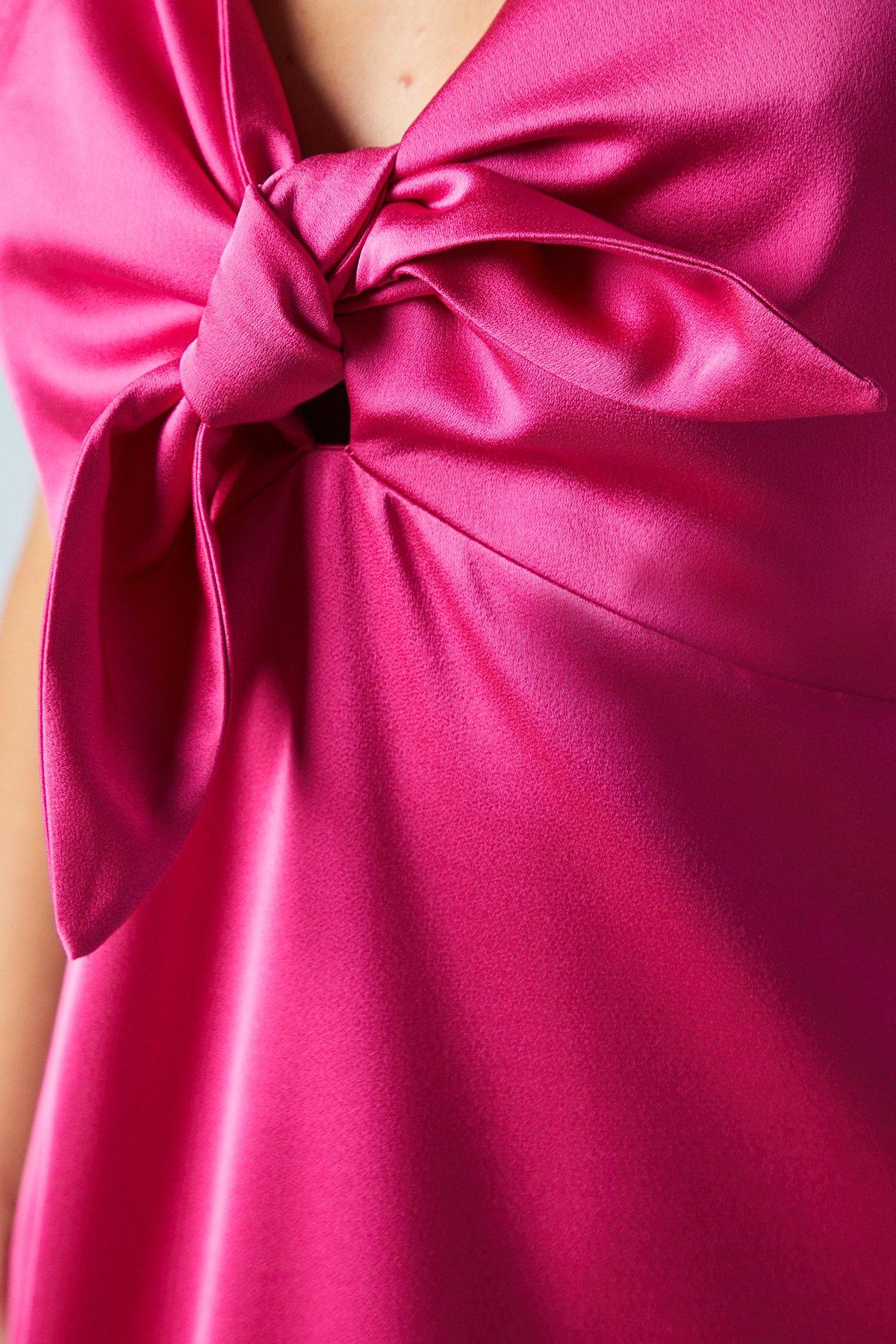 Oasis Strappy Tie Detail Bridesmaids Dress Bright Pink image 5