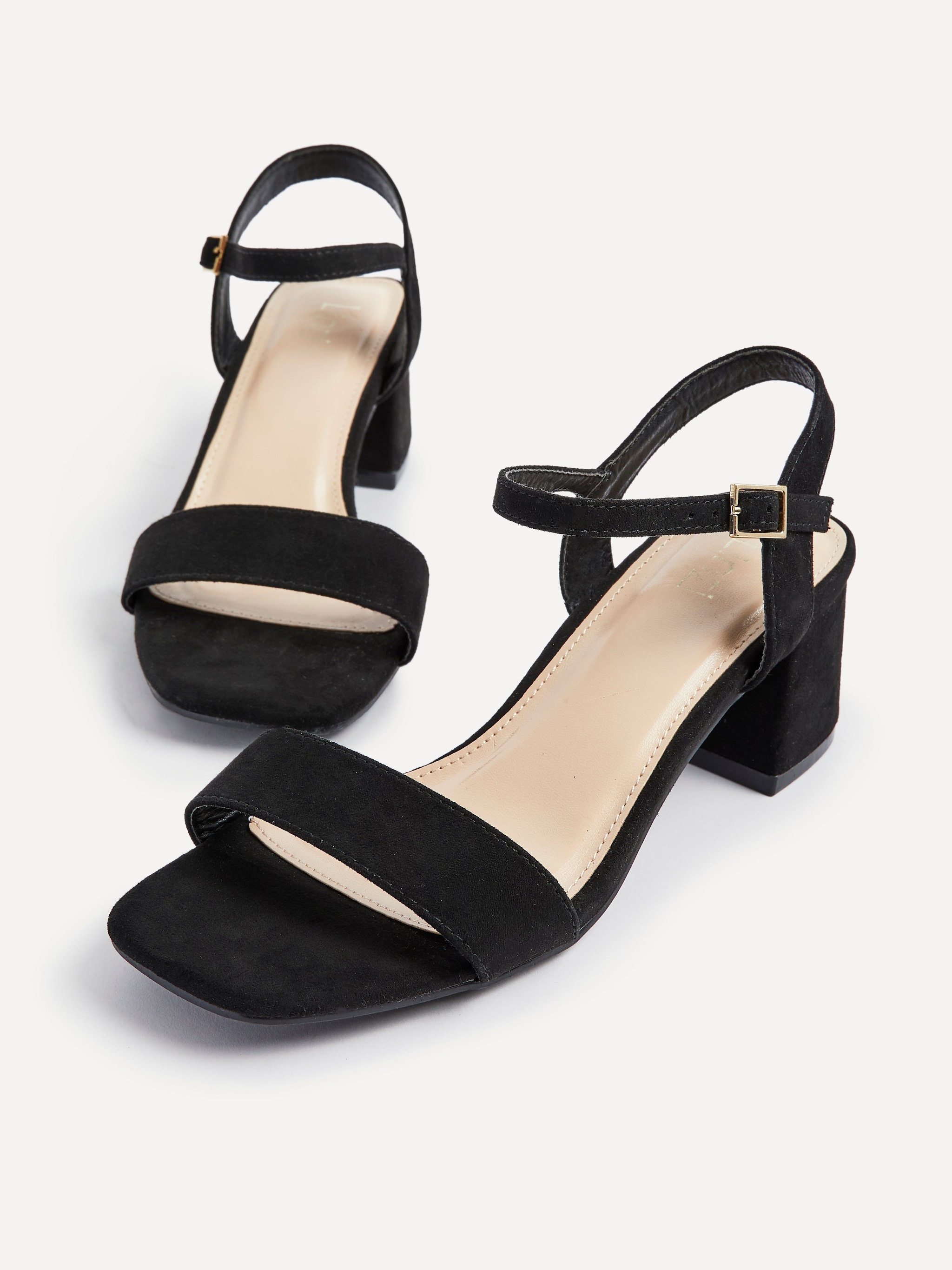Linzi Darcie Black Faux Suede Low Chunky Block Heeled Sandal image 5