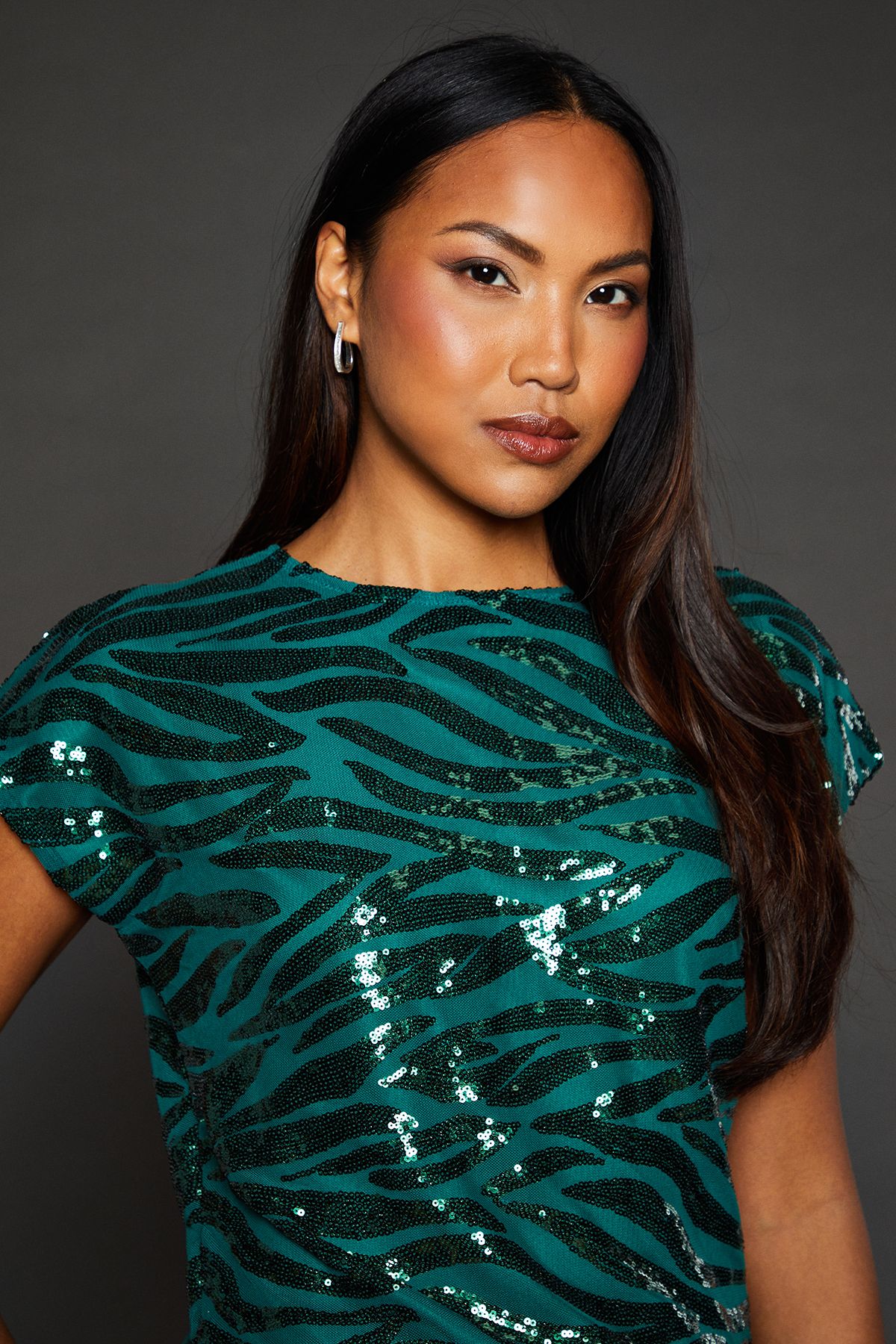 Principles Green Sequin Detail T-shirt Green image 4