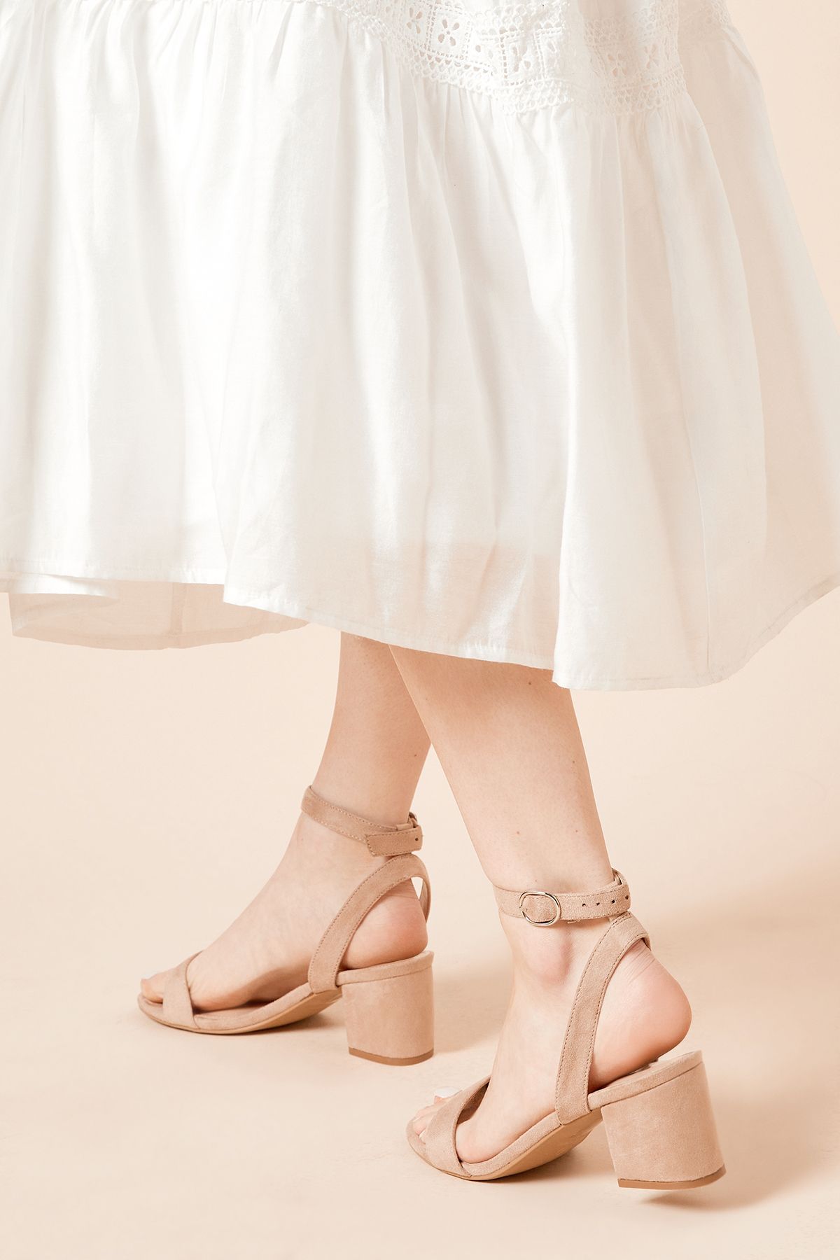 Dorothy Perkins Tommi Barely There Mid Block Heel Sandals Taupe image 3