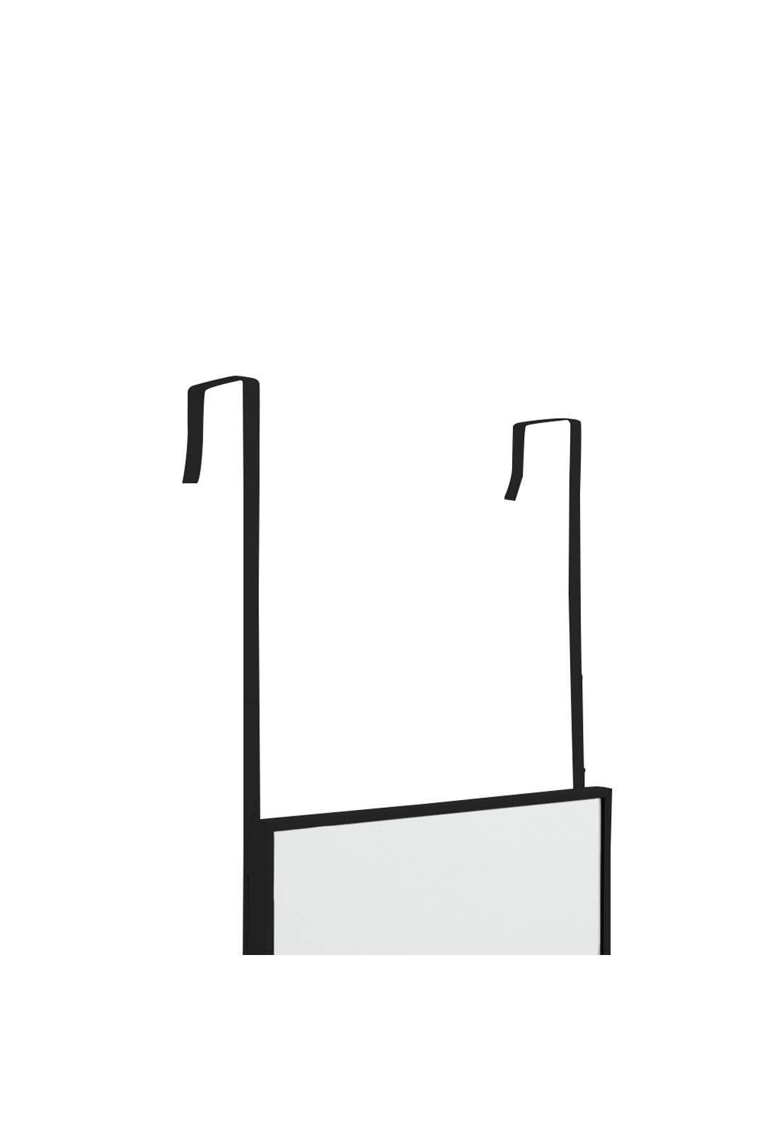 Living and Home 28x78cm Black Metal Frame Wall-Mounted Mirror with Hooks & for Door, Bedroom & Dorm Use image 4