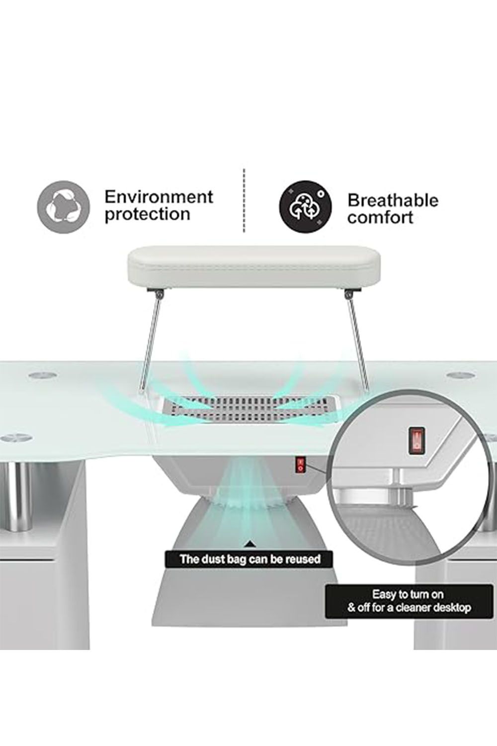 SHEONLY Professional Mobile Manicure Table on Wheels image 4