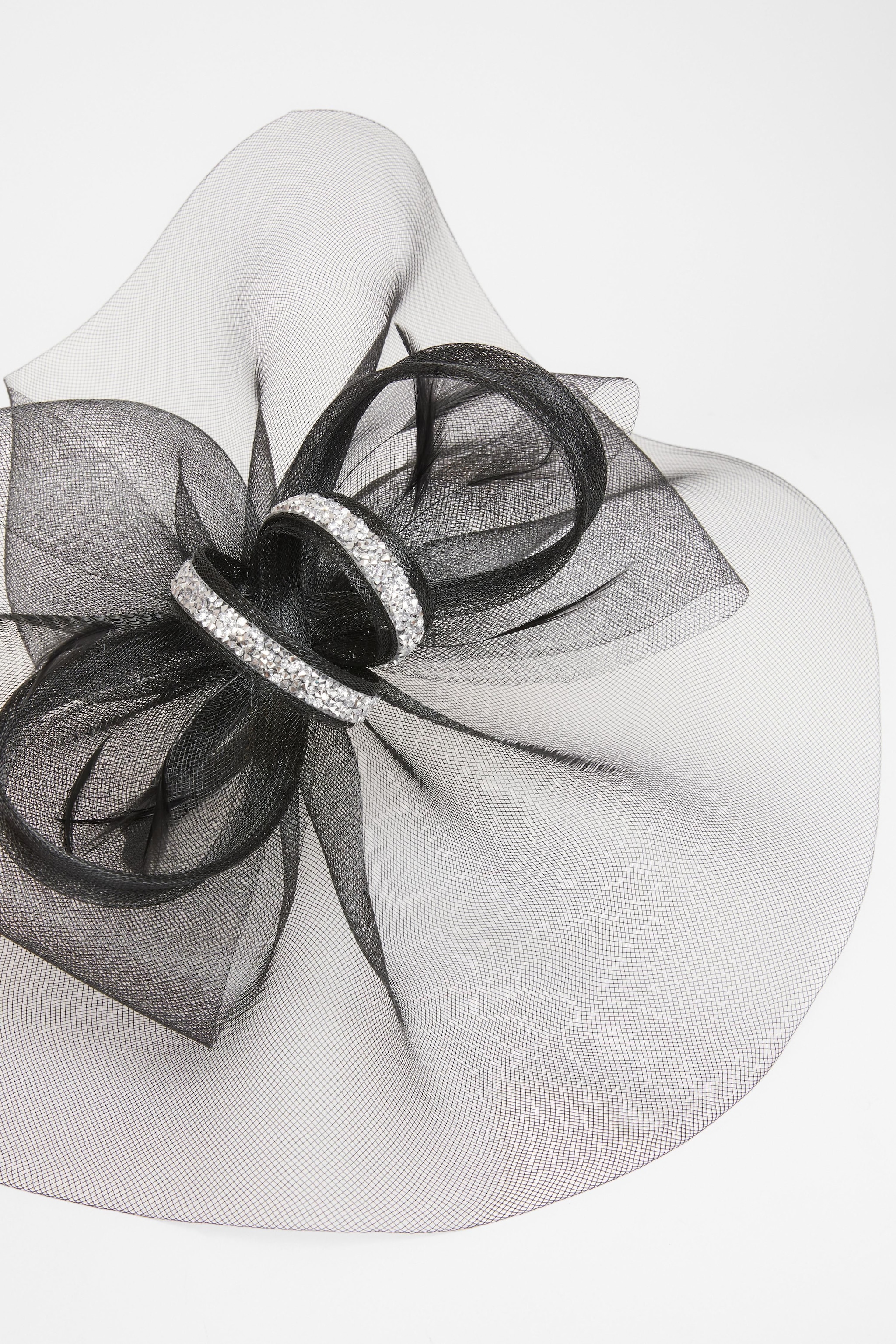Quiz Black Embellished Headband Fascinator image 2