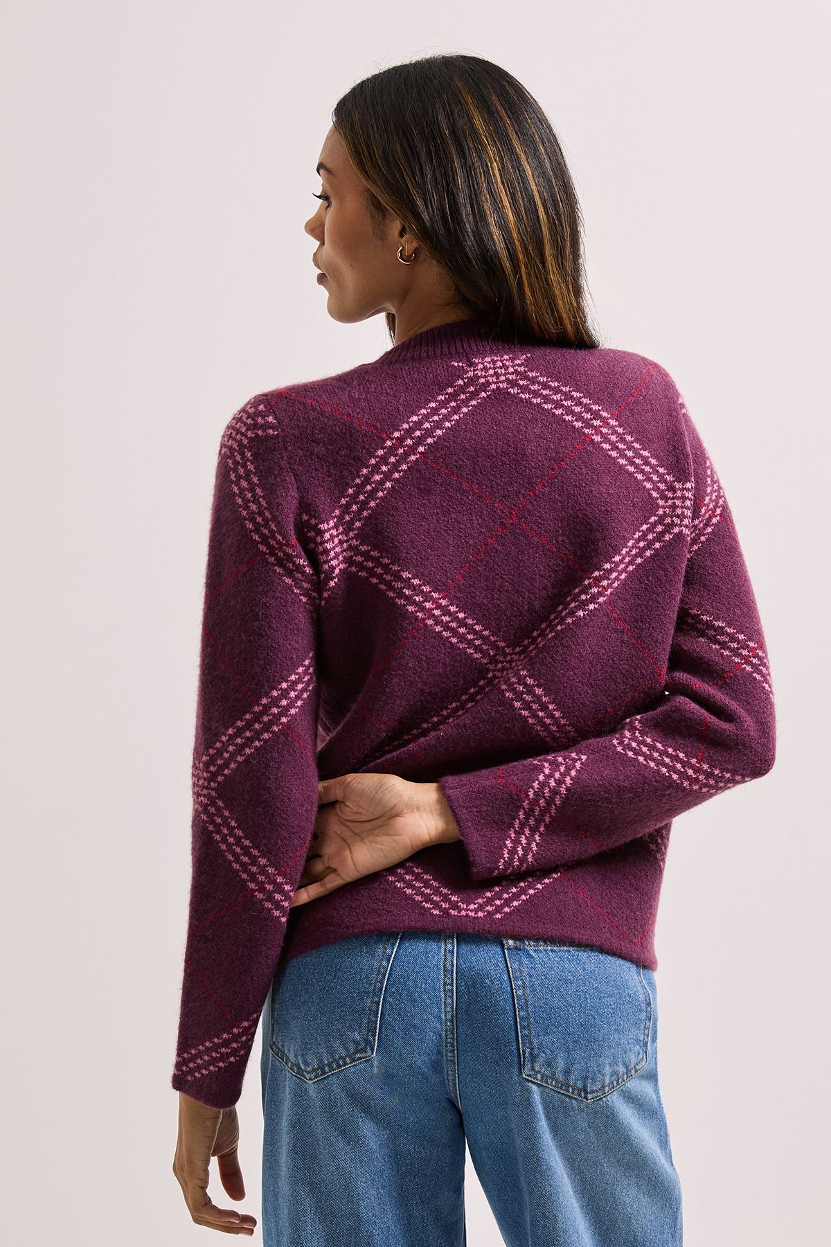 Dorothy Perkins Berry Argyle Jumper Berry image 3