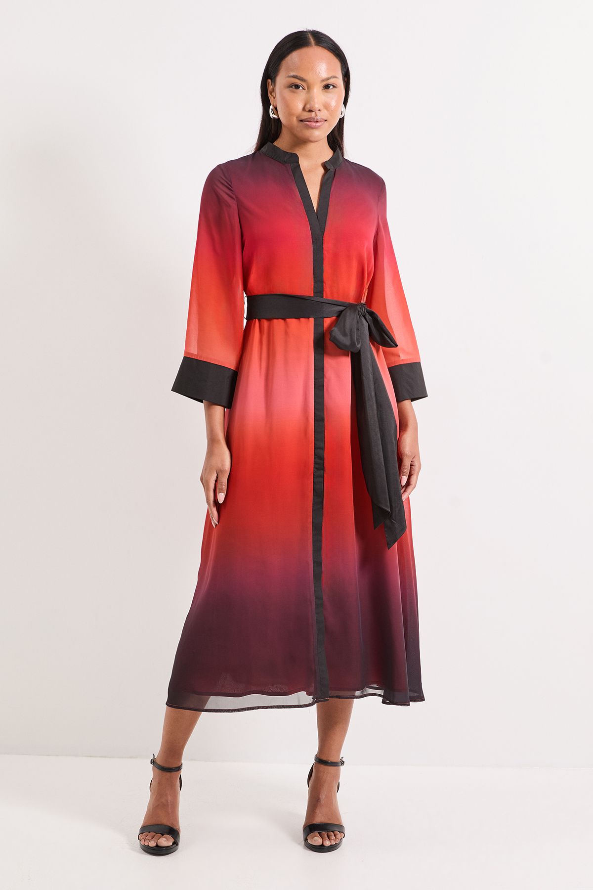 Principles Ombre Print Contrast Detail Shirt Dress Orange image 1