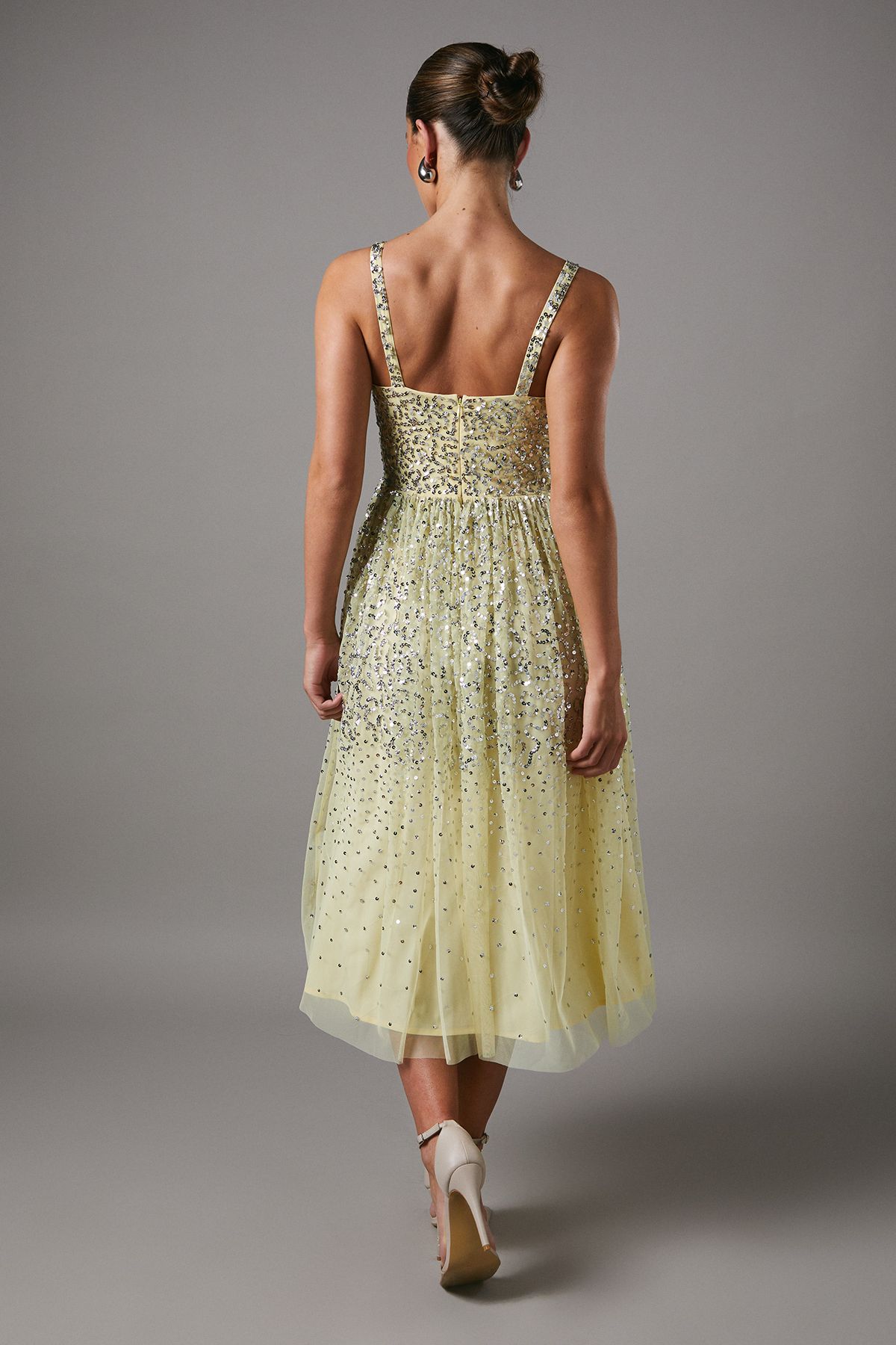 Coast Sweetheart Neckline Tulle Sequin Dress Lemon image 3