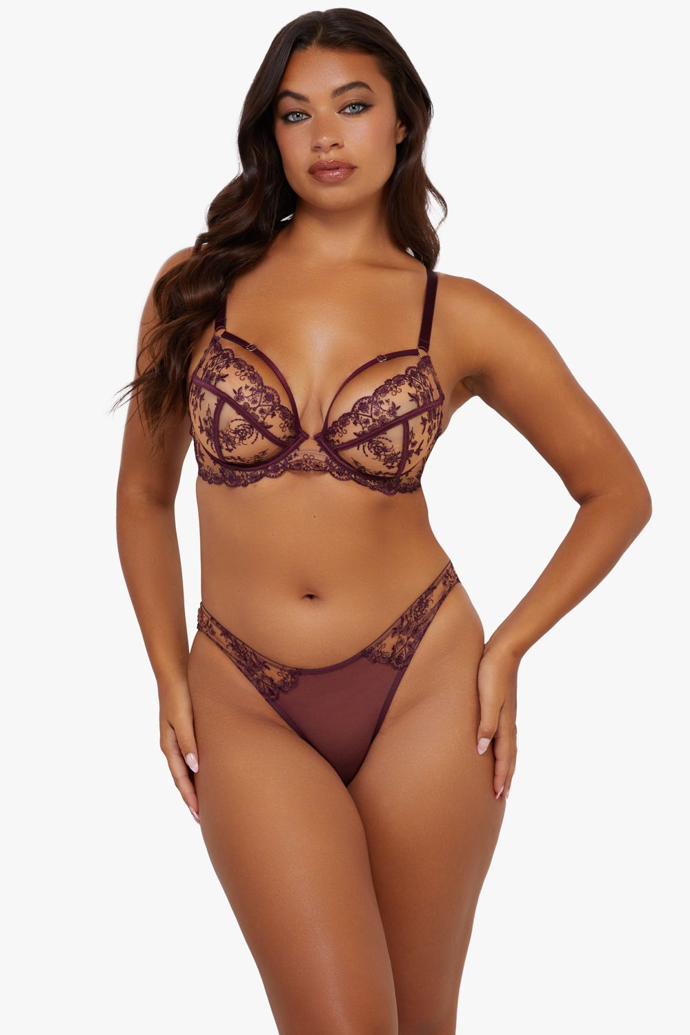 Playful Promises Cassia Wine Custom Embroidery Closed Brief image 1