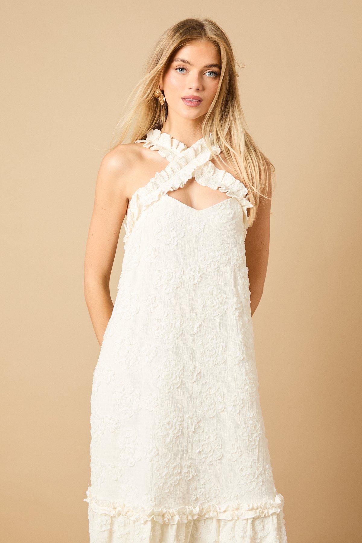 Oasis Floral Ruffle Detail Tiered Maxi Dress Ivory image 2