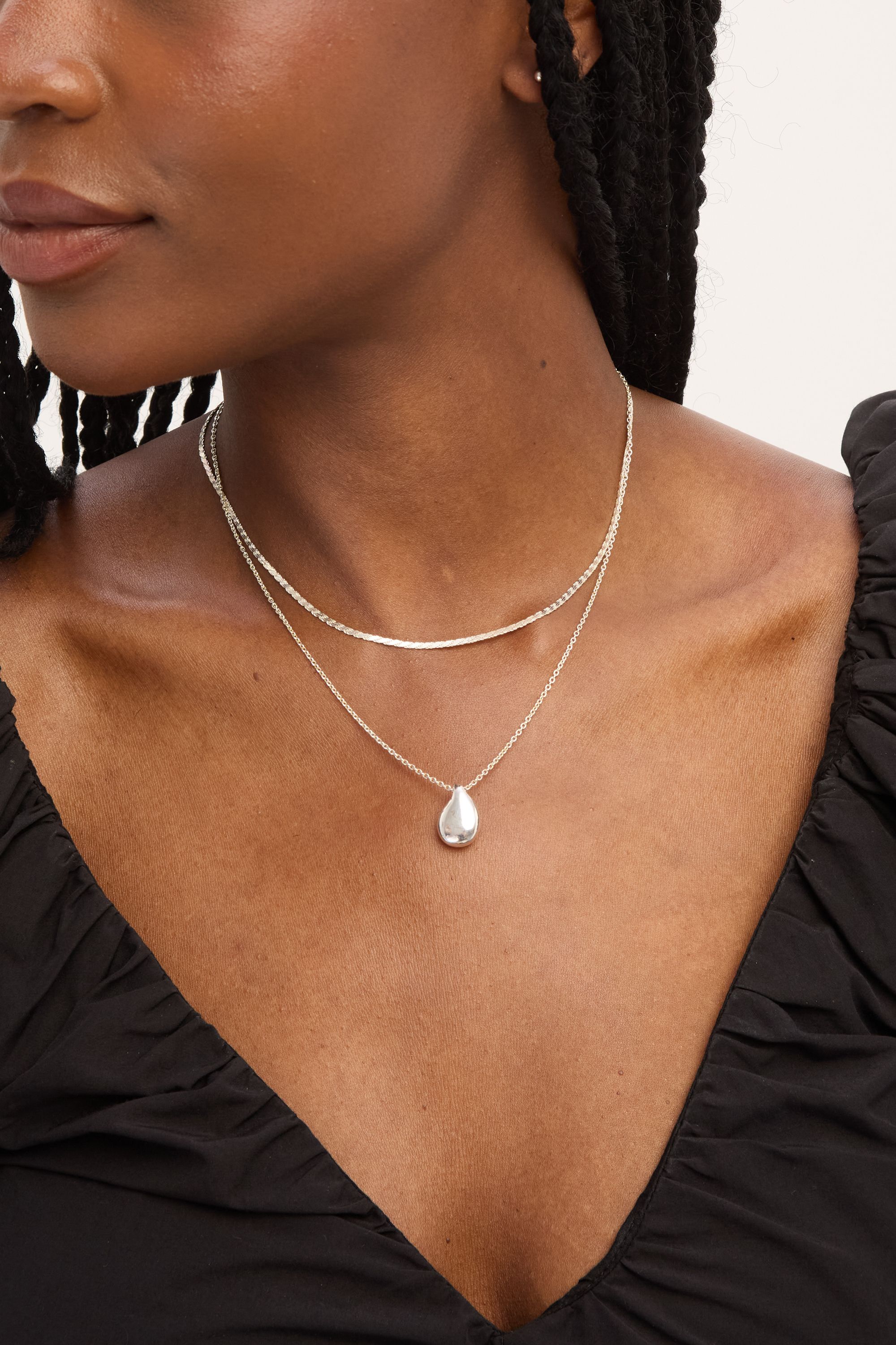 Simply Silver Sterling Silver 925 Textured Chain Necklace image 2