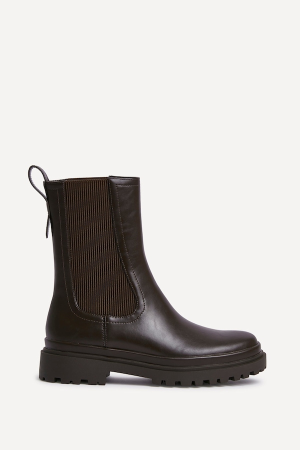 Linzi Command Brown Chunky Chelsea Boots