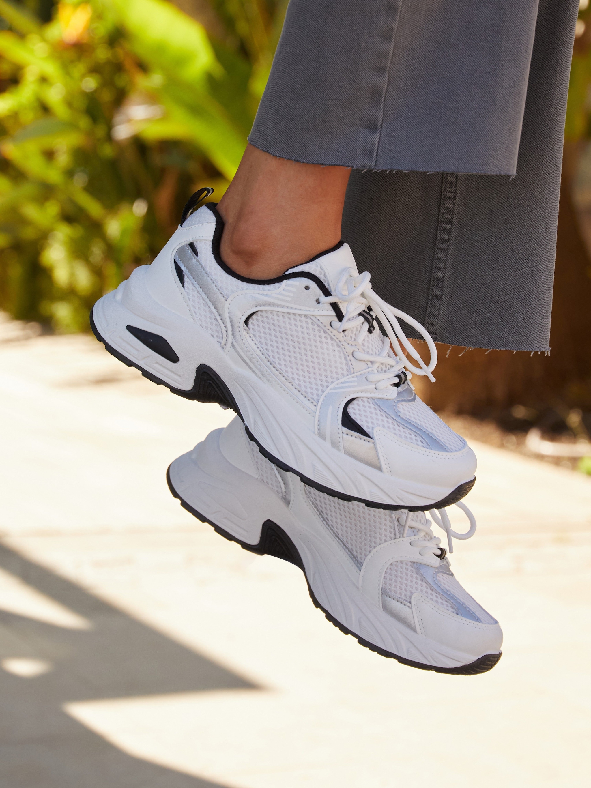 Linzi Venture White Mesh Effect Chunky Trainer image 2