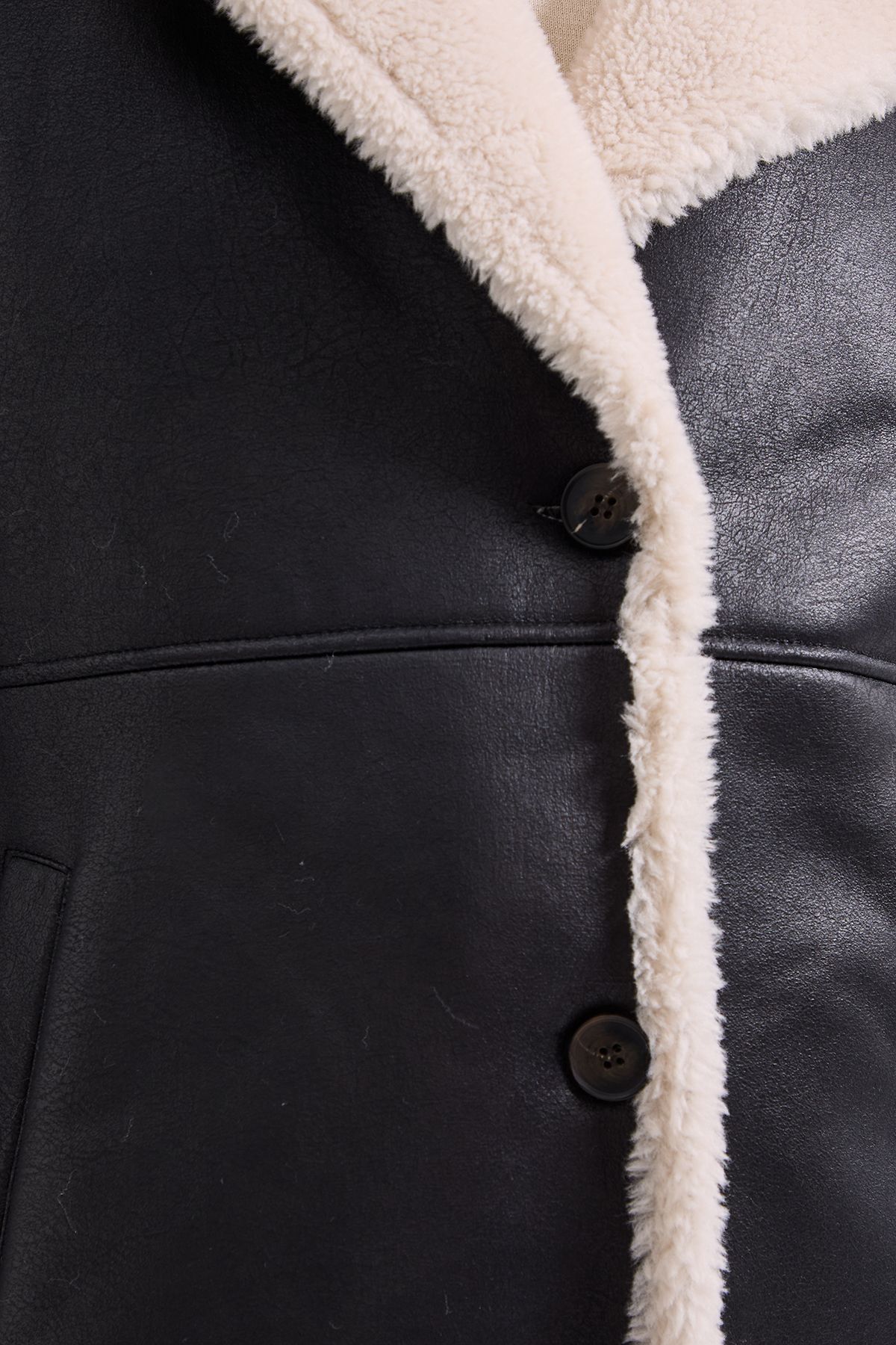 Dorothy Perkins Shearling Midi Coat Black image 5