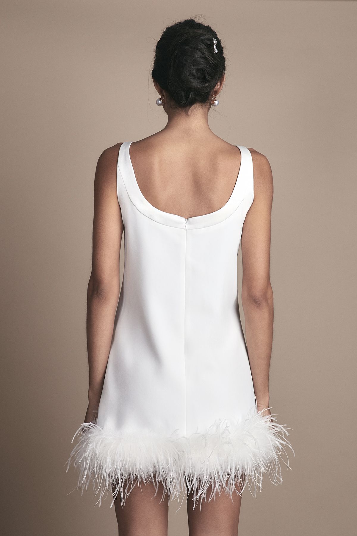 Coast Feather Hem Mini Wedding Dress Ivory image 3