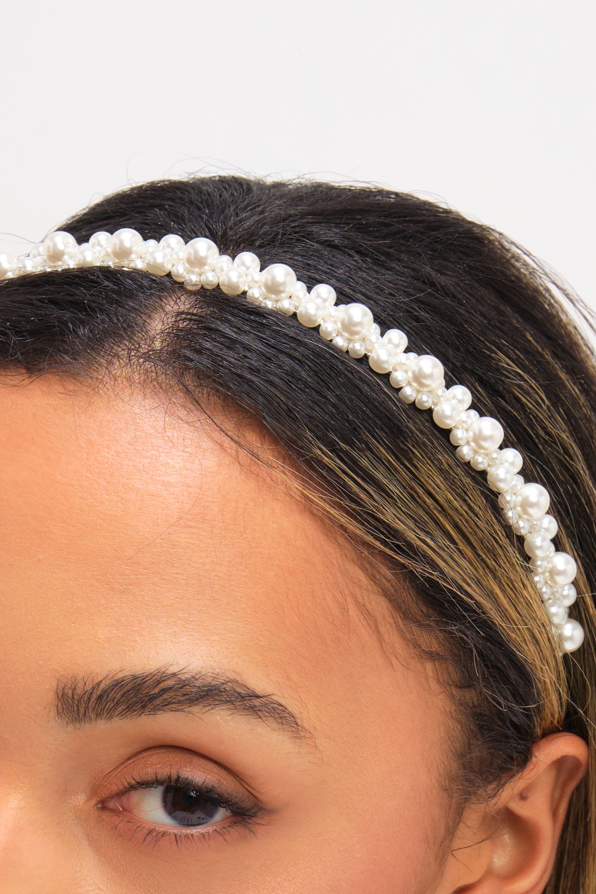 Jon Richard Silver Plated Mixed Pearl Headband image 3