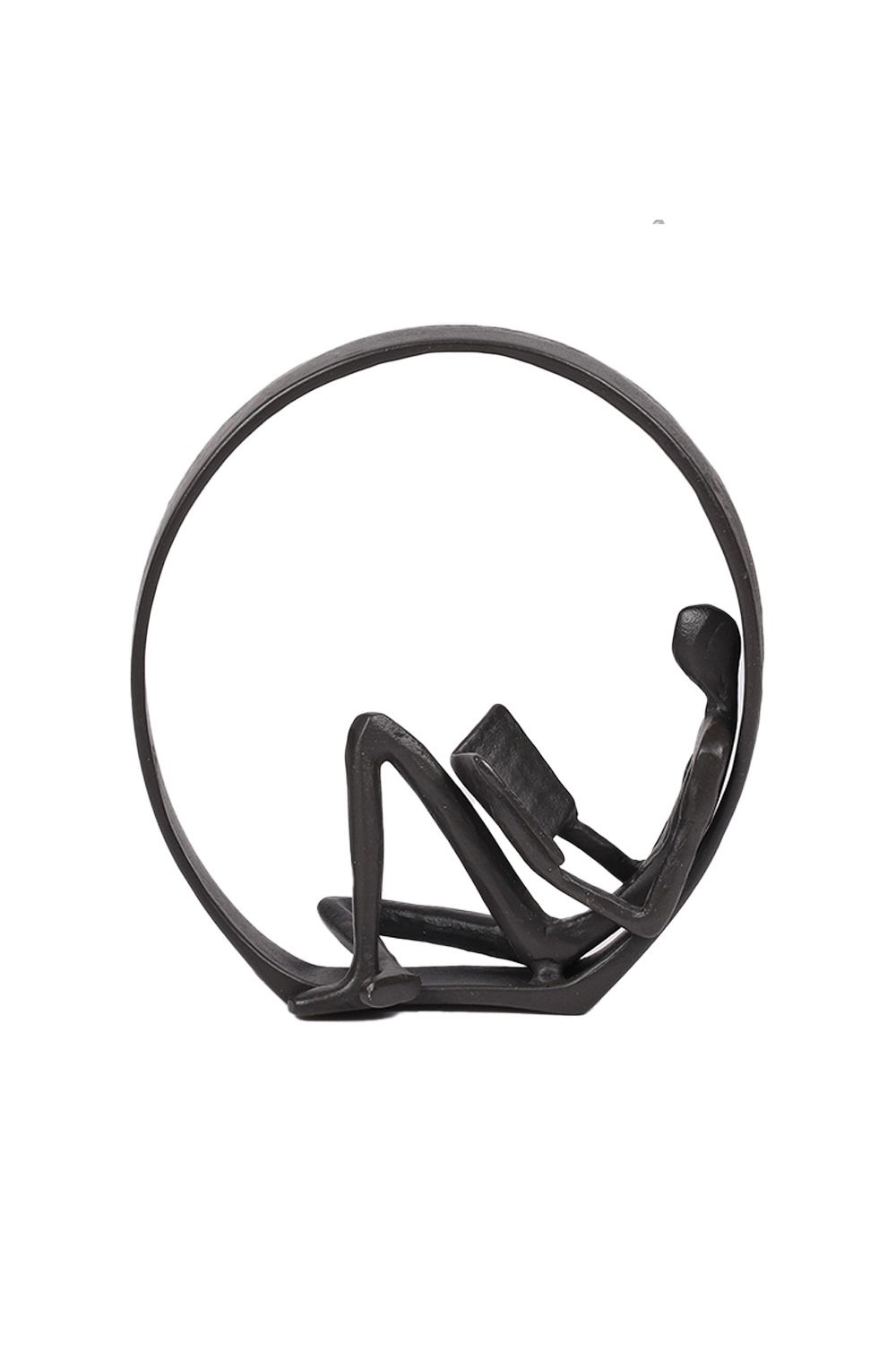 Living and Home Metal Statue Reading Men in Circle Desktop Ornament Figurines image 3