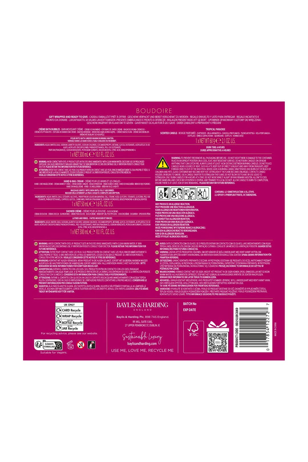 Baylis & Harding Boudoire Gift Wrapped Candlelit Gift Set Multi image 7