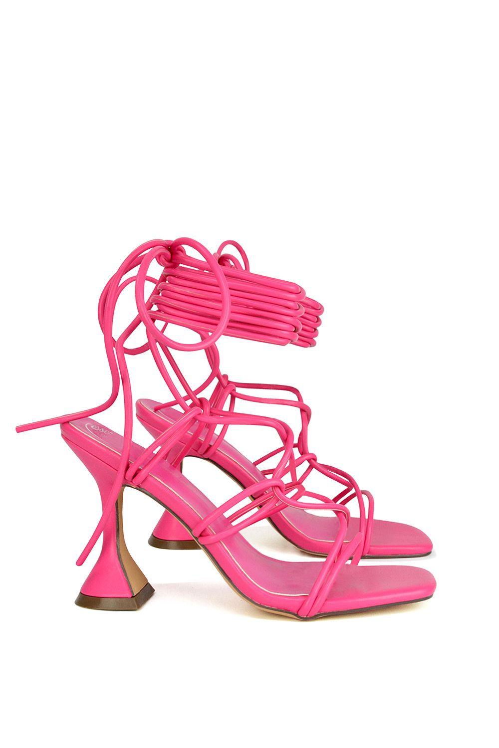 XY London 'Briar' Lace up Square Toe Sculptured Mid High Heels image 3