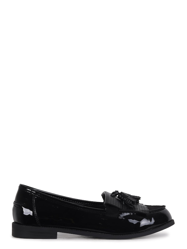 Linzi Rosemary Black Patent Lizard Classic Slip On Loafer