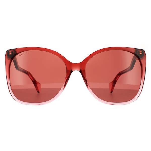 Gucci Rectangle Burgundy Red Sunglasses
