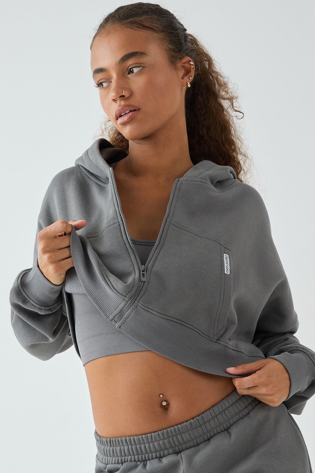 DSGN Studio DSGN Studio Boxy Crop Hoodie Charcoal image 1