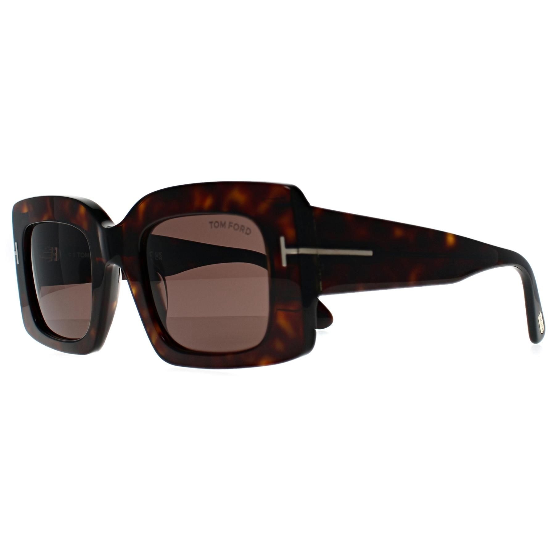 Tom Ford Square Shiny Dark Havana Light Brown Brigitta FT1188 image 2