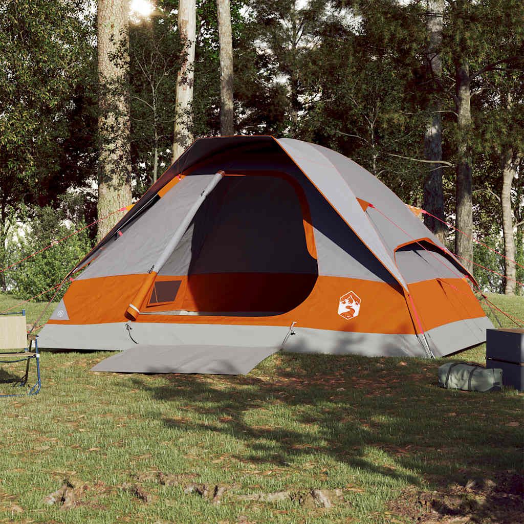 Berkfield Home Camping Tent Dome 4-Person Grey and Orange Waterproof image 3