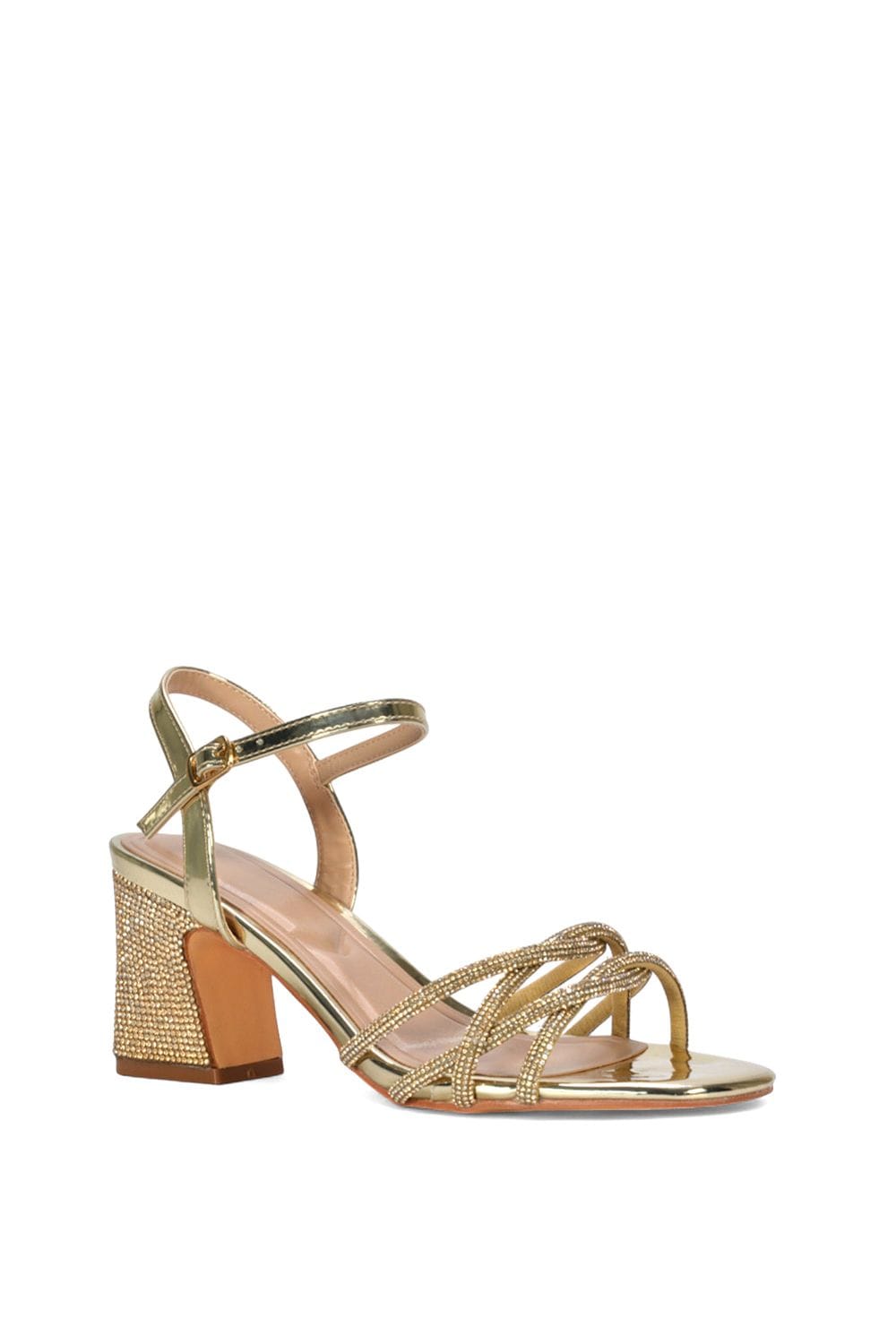 XY London 'Gwen' Strappy Block High Heel Sandal Shoes With Rhinestone image 2