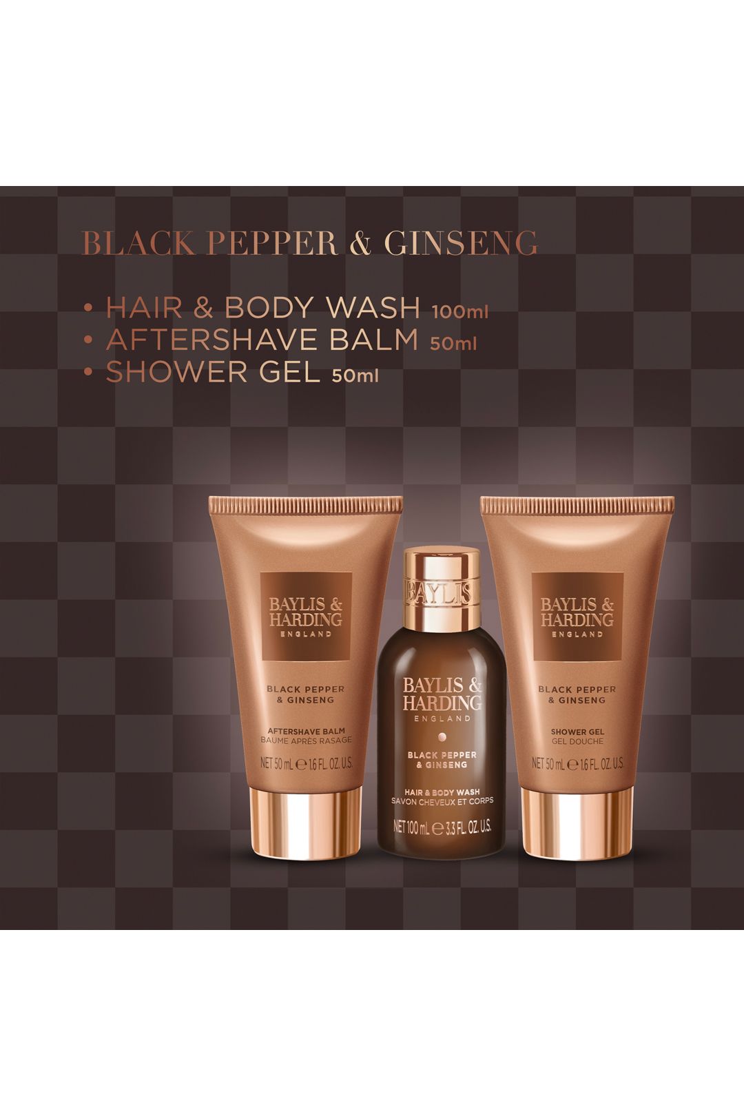 Baylis & Harding Black Pepper & Ginseng Men's Luxury Mini Trio Gift Set Multi image 4