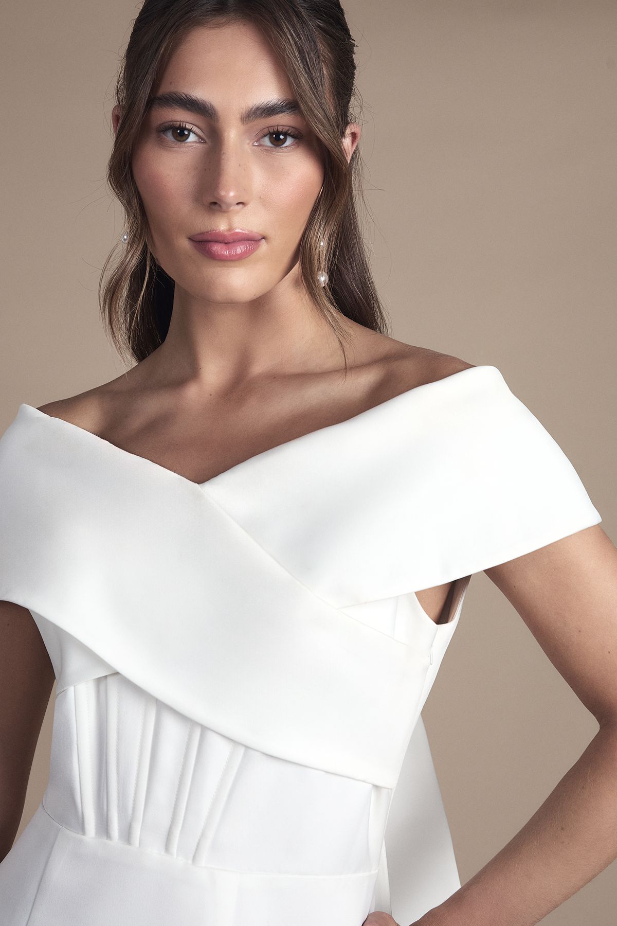 Coast Bardot Bow Back Fishtail Wedding Dress Ivory image 4