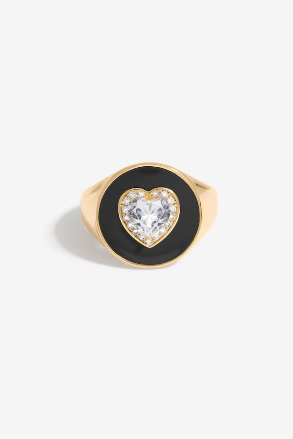 Jon Richard Jon Richard Gold Plated Cubic Zirconia Heart And Enamel Ring
