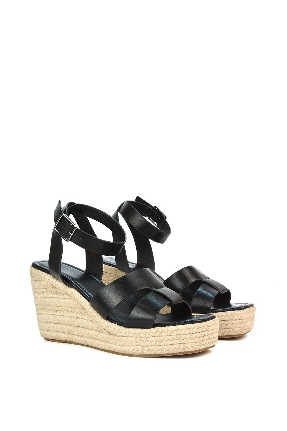XY London 'Kala' Espadrille Strappy Platform Wedge Heel Sandals With Ankle Strap image 3