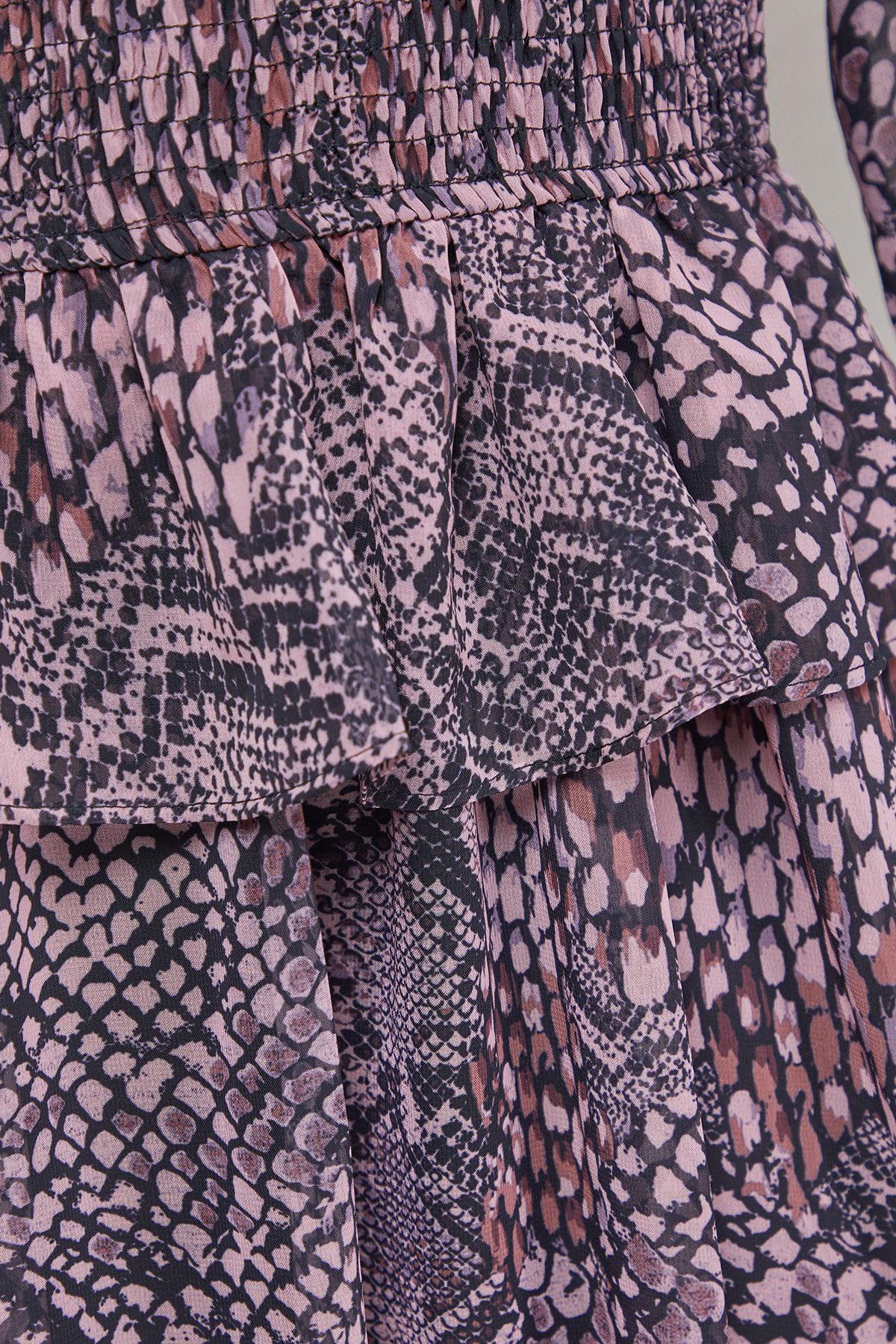 Oasis Western Shirred Bodice Long Sleeve Dress Multi image 5