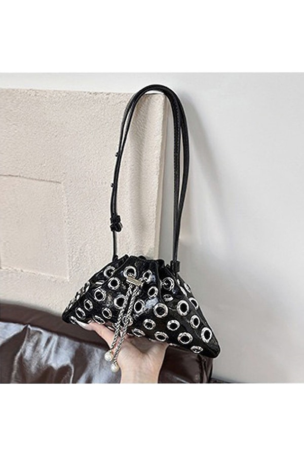 XY London 'Janieka' Drawstring Chain Shoulder Bag with Eyelet Studs