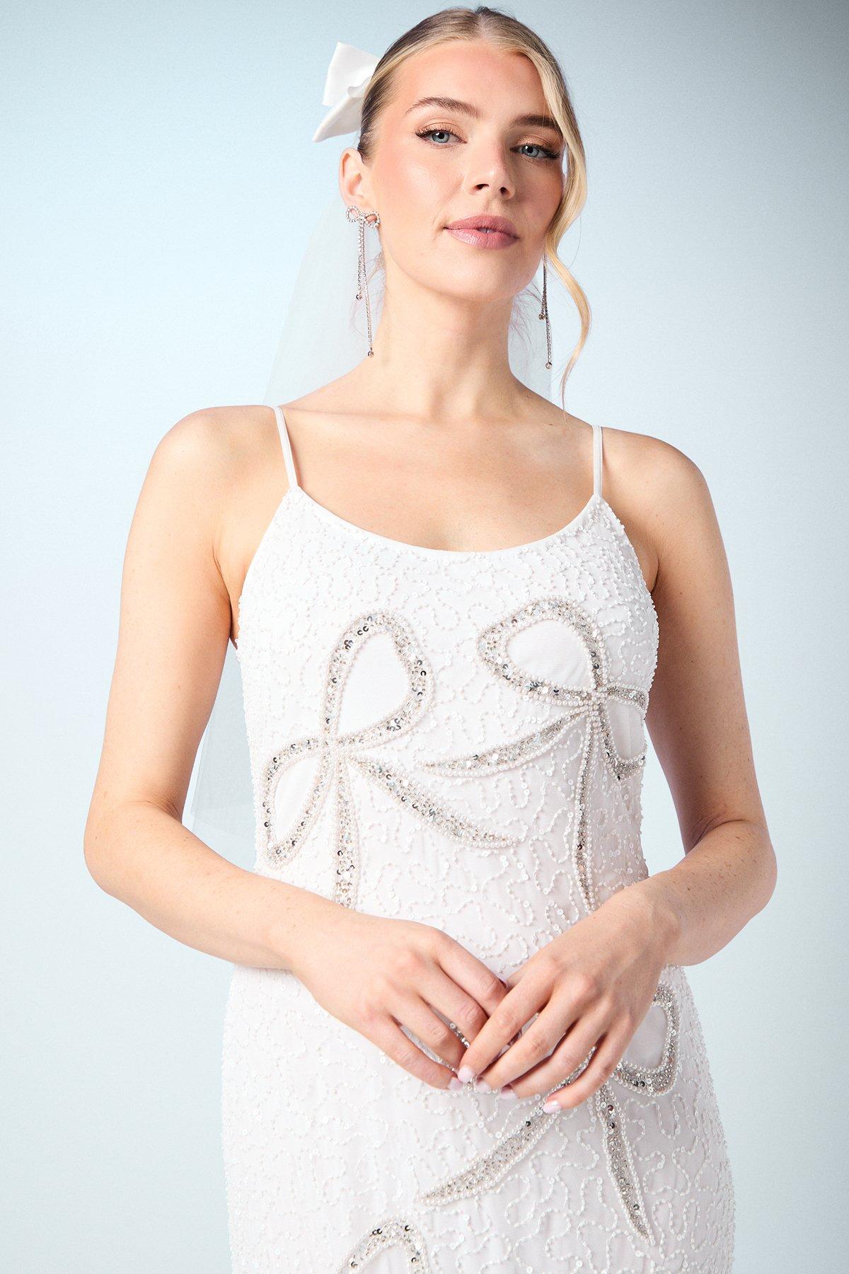 Coast Bow Embellished Maxi Wedding Dress Ivory image 4