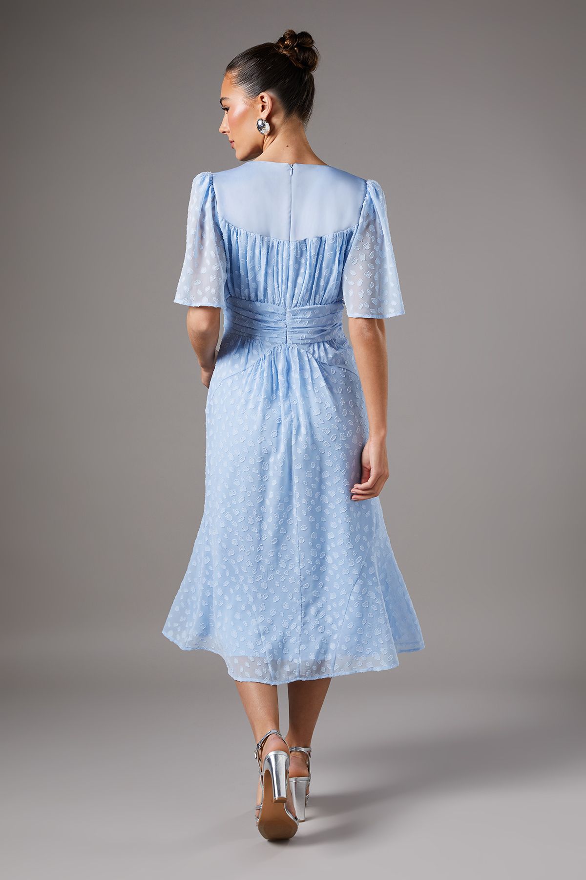 Coast Spot Jacquard Midi Dress Pale Blue image 4