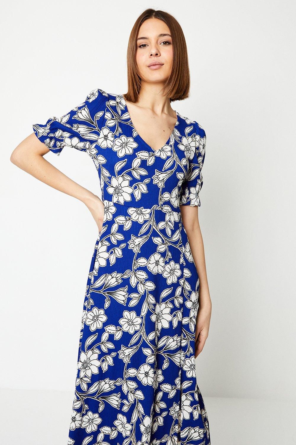 Dorothy Perkins Floral Short Sleeve V Neck Jersey Midi Dress Floral image 2