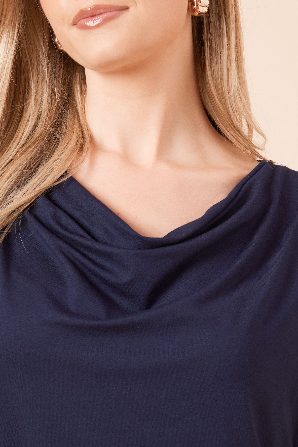 Dorothy Perkins Cowl Neck T Shirt Navy image 5