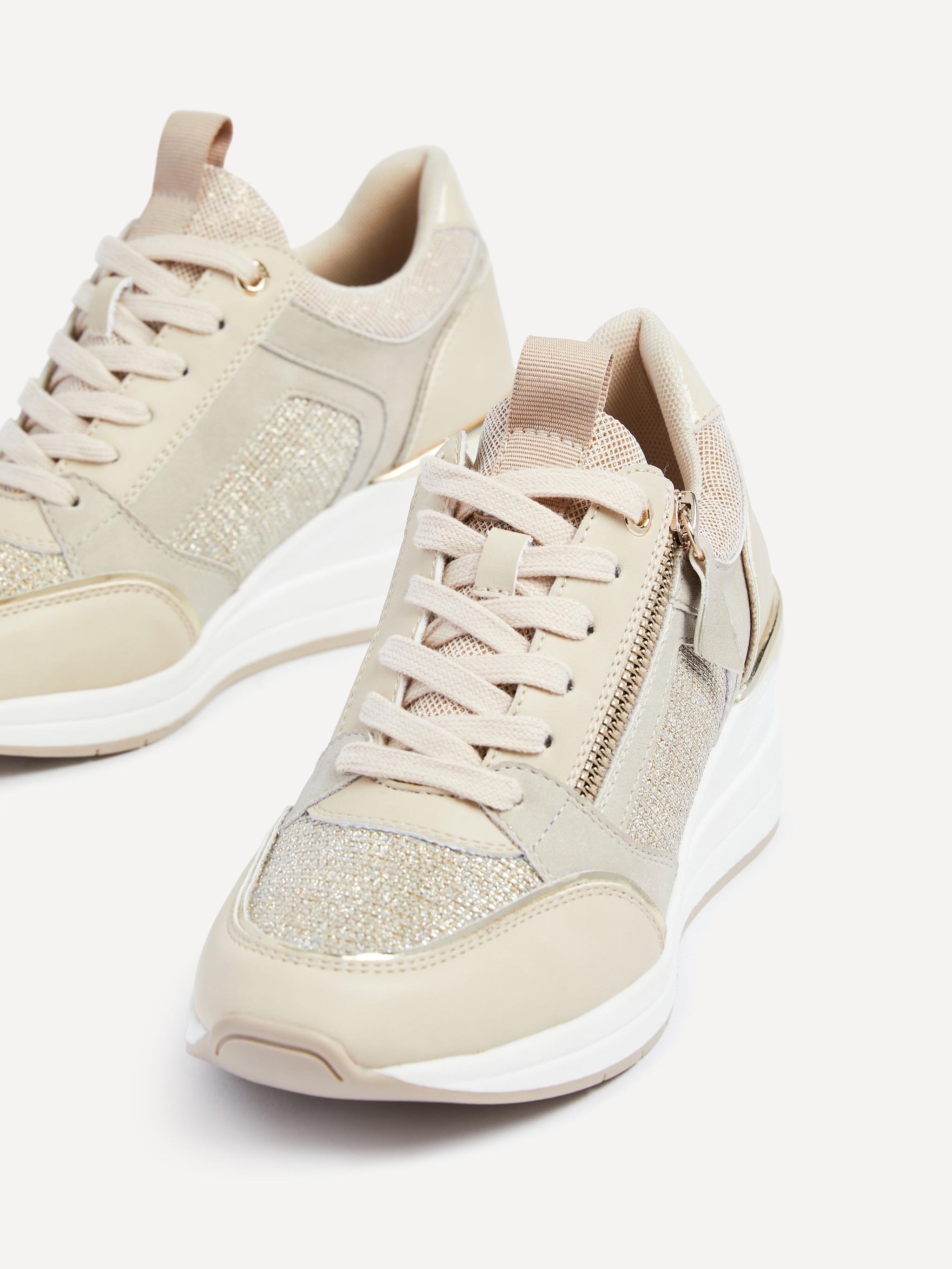 Linzi Everett Gold & Nude Wedged Trainer image 5