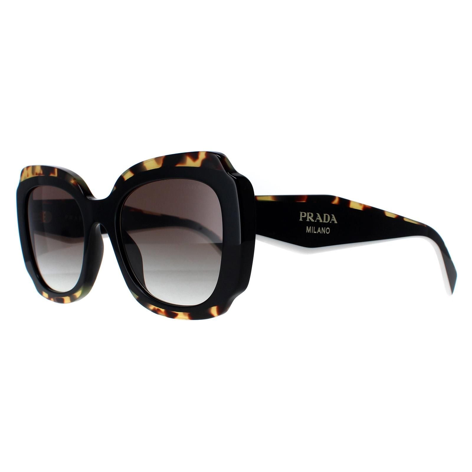 Prada Square Black and Medium Tortoise Light Grey Gradient PR16YS image 2