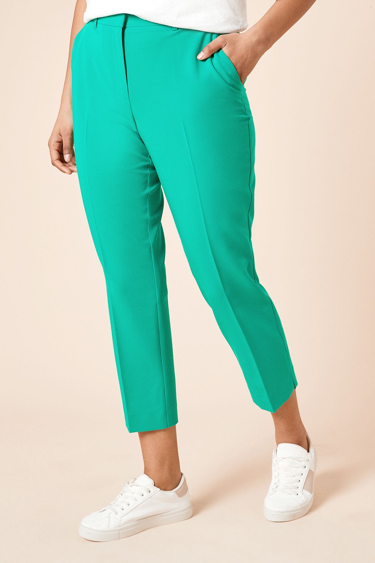 Dorothy Perkins Petite Ankle Grazer Trouser Green image 2