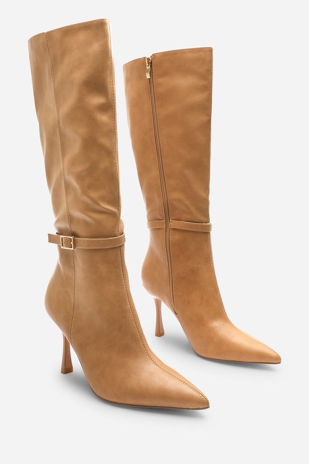 Where's That From 'Giada' Pointed Toe Knee High Stiletto Heel Boots with Side Buckle image 4